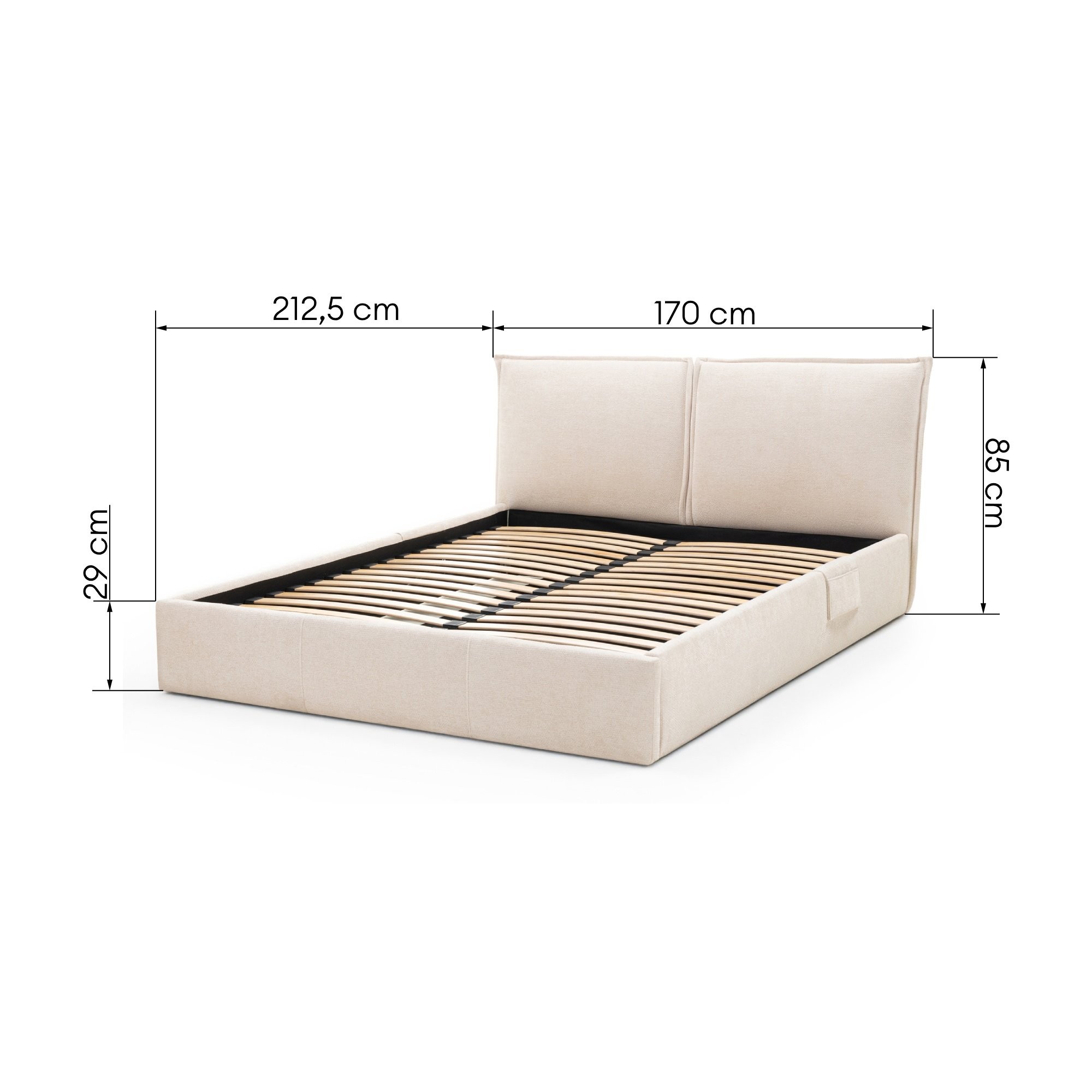 Łóżko tapicerowane Tono 160x200 ze stelażem, jasnobeżowe