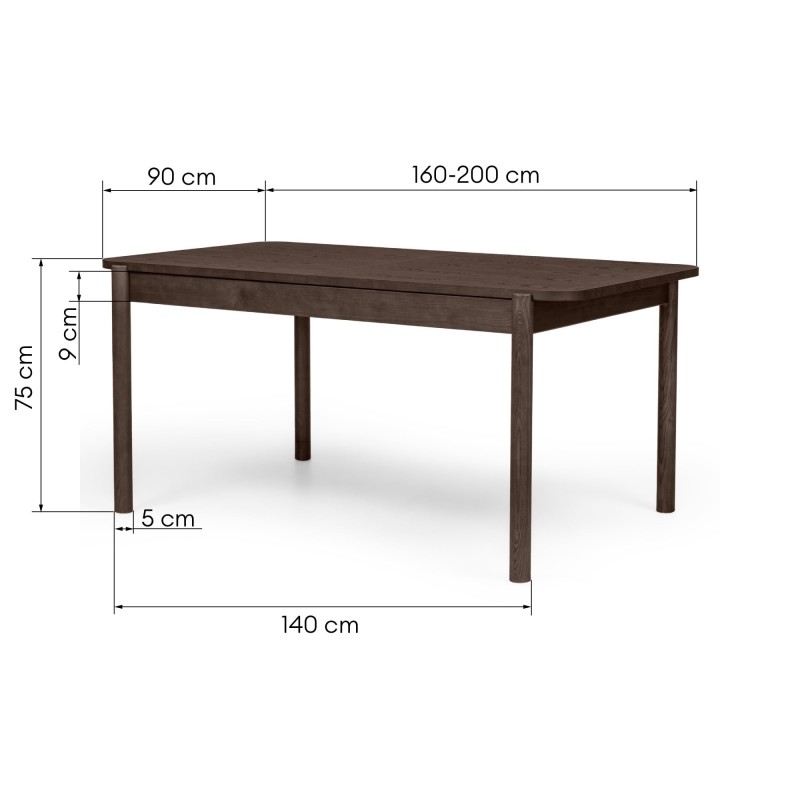 Stół rozkładany Iselio 160-200 cm, prostokątny, orzech