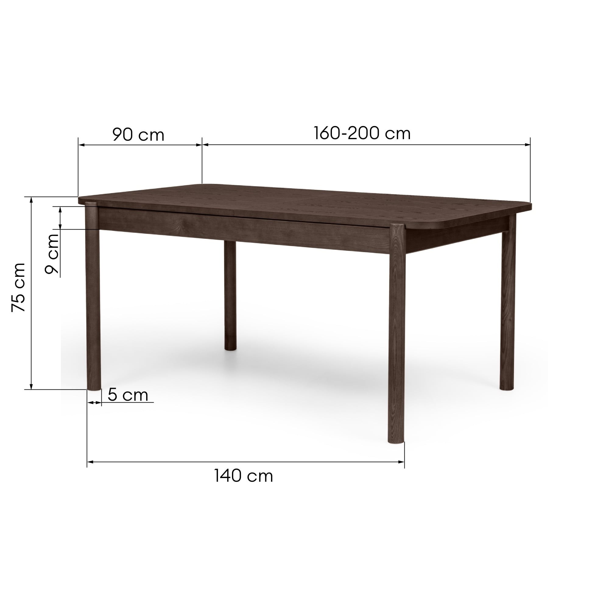 Stół rozkładany Iselio 160-200 cm, prostokątny, orzech