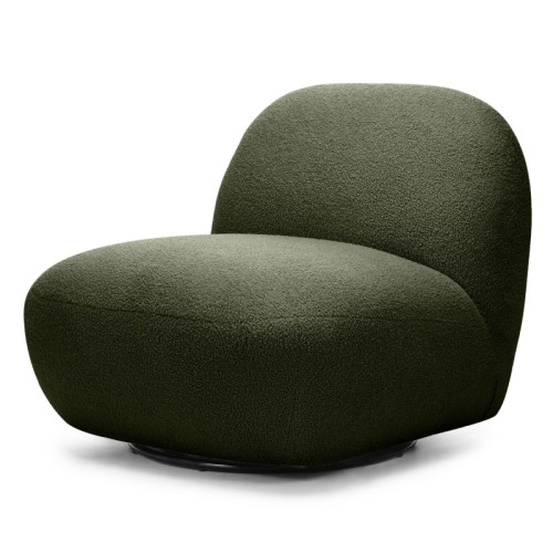 Fotel obrotowy Mikado, ciemnozielony, boucle, obłe kształty
