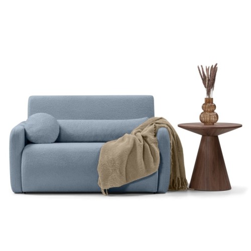 Sofa z funkcją spania i pojemnikiem Diosa, niebieska, boucle