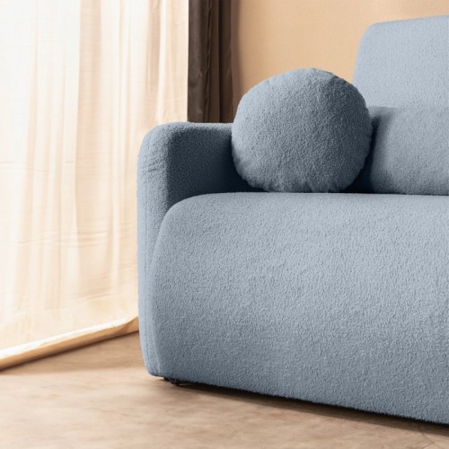 Sofa z funkcją spania i pojemnikiem Diosa, niebieska, boucle