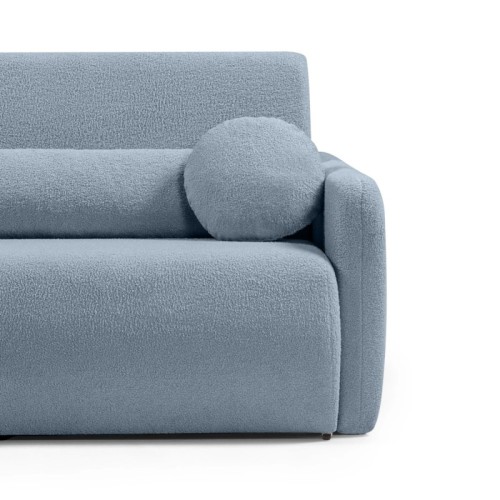 Sofa z funkcją spania i pojemnikiem Diosa, niebieska, boucle
