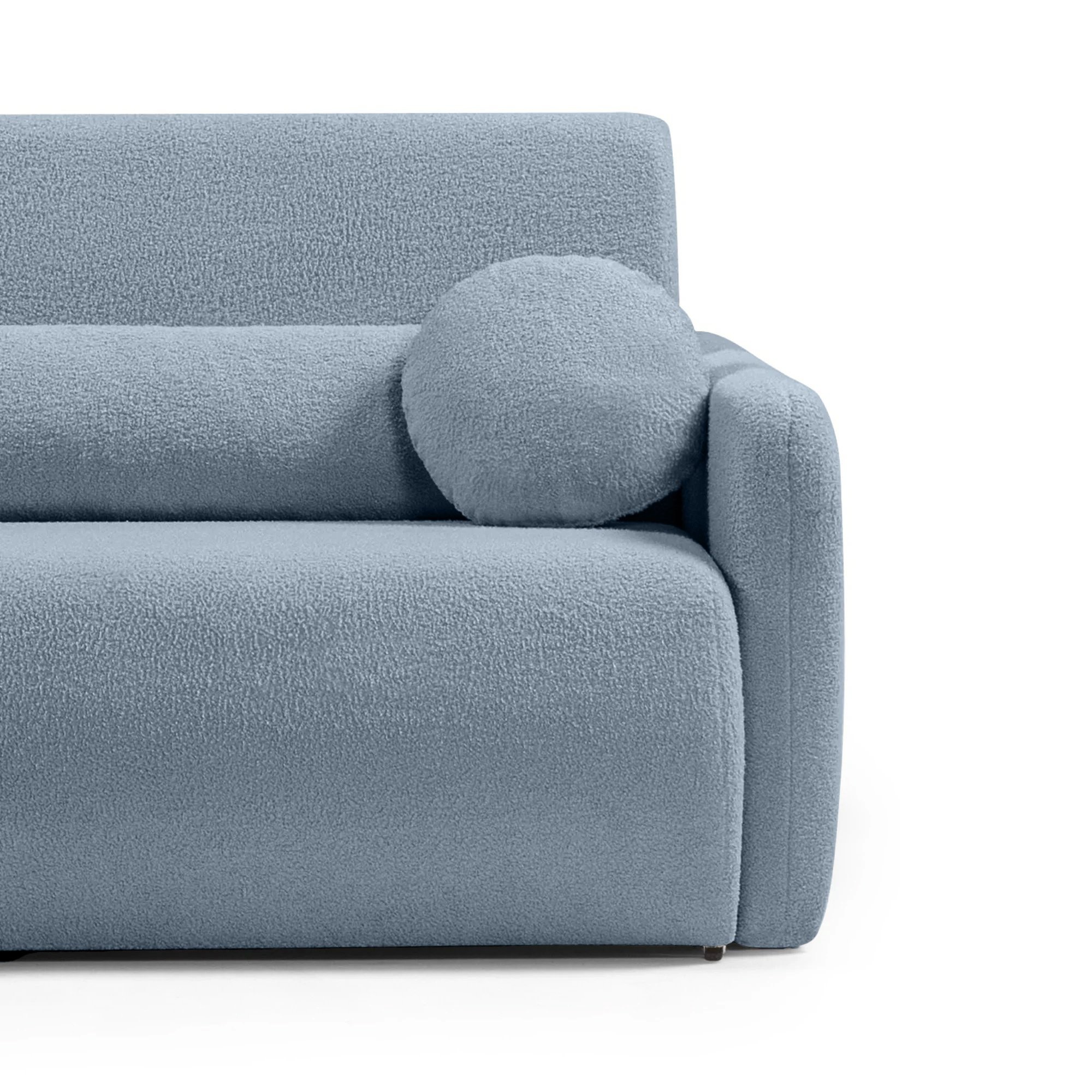 Sofa z funkcją spania i pojemnikiem Diosa, niebieska, boucle