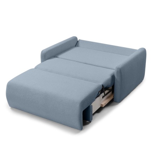 Sofa z funkcją spania i pojemnikiem Diosa, niebieska, boucle