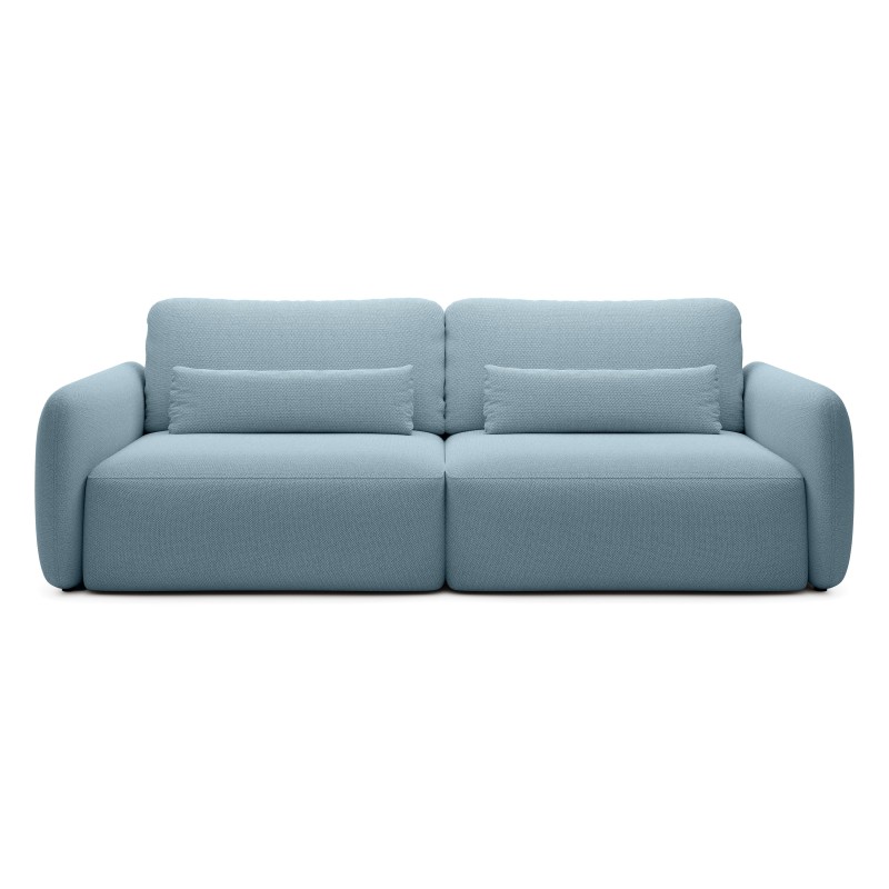 Sofa rozkładana Mossa z pojemnikiem, obłe kształty, niebieska