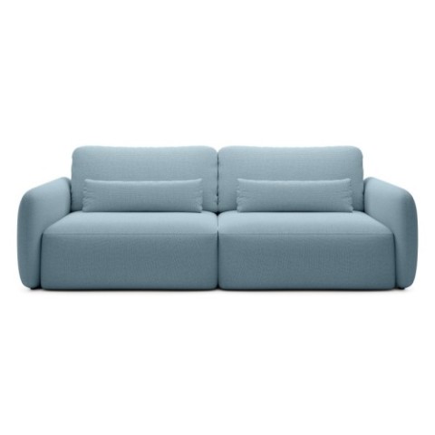 Sofa rozkładana Mossa, pojemnik, obły kształt, niebieska