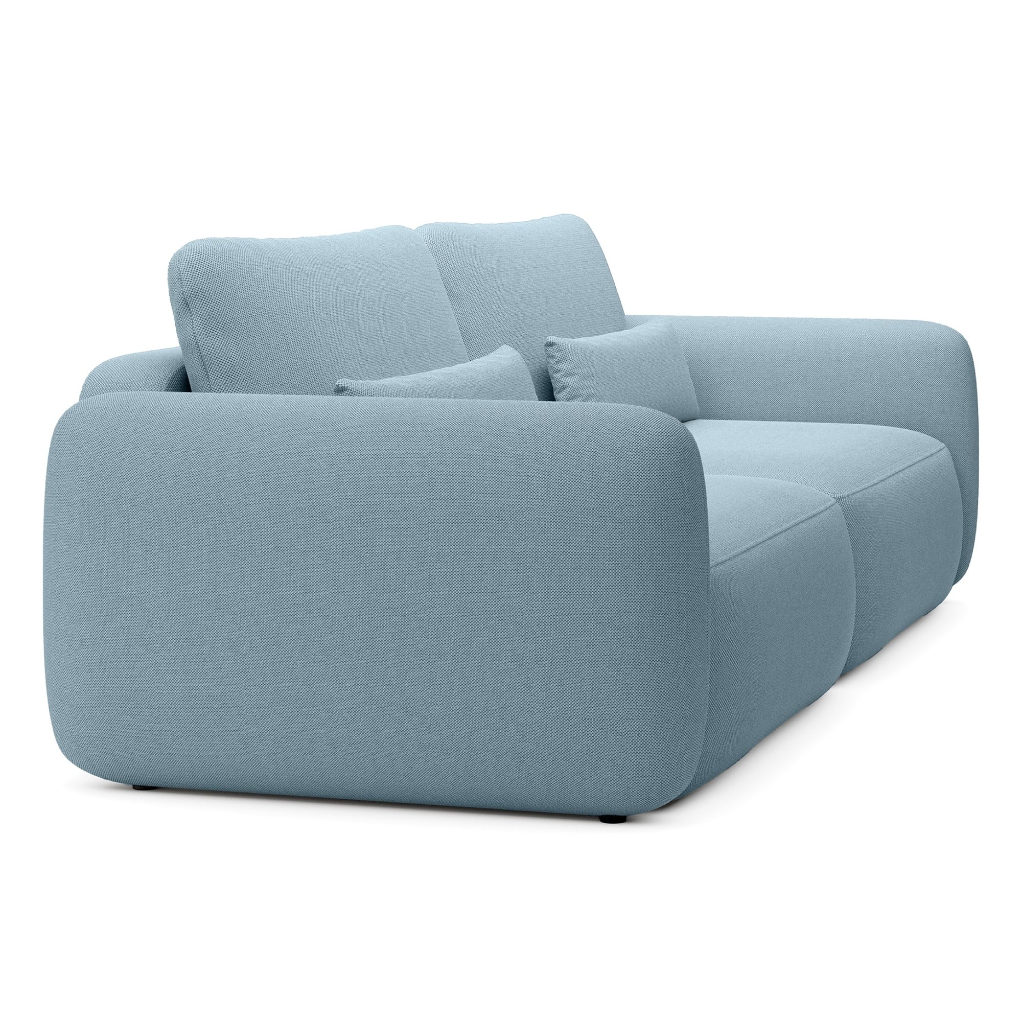 Sofa rozkładana Mossa z pojemnikiem, obłe kształty, niebieska