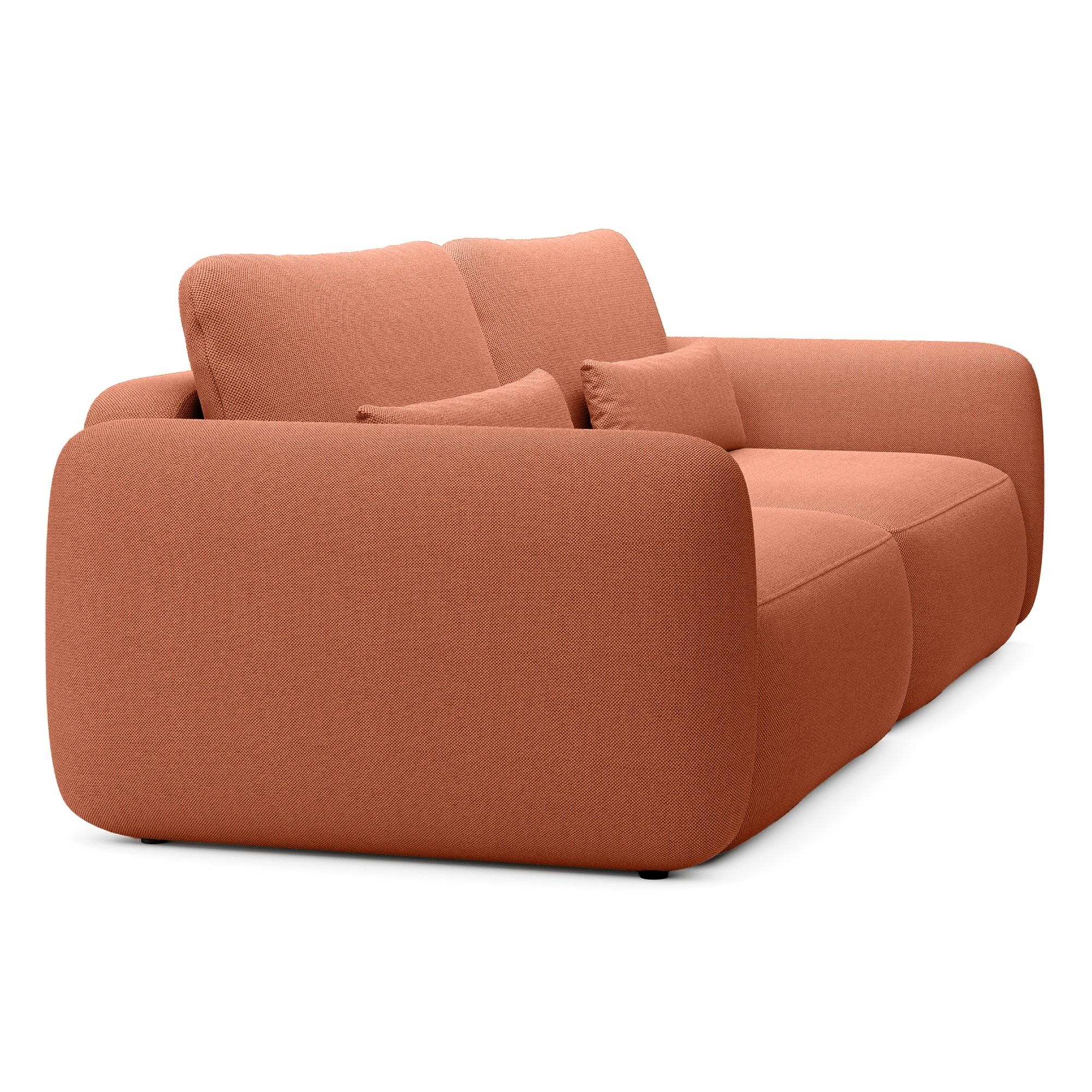 Sofa rozkładana Mossa z pojemnikiem, obłe kształty, miedziana