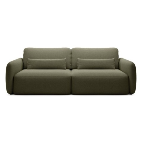 Sofa rozkładana Mossa, pojemnik, obły kształt, ciemnozielona