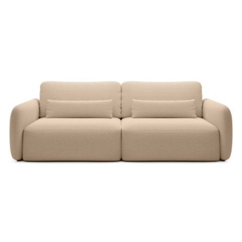 Sofa rozkładana Mossa, pojemnik, obłe kształty, jasnobrązowa
