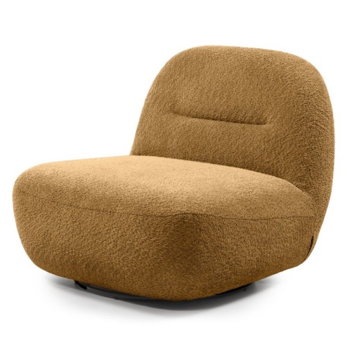Fotel obrotowy Bonita musztardowy, boucle