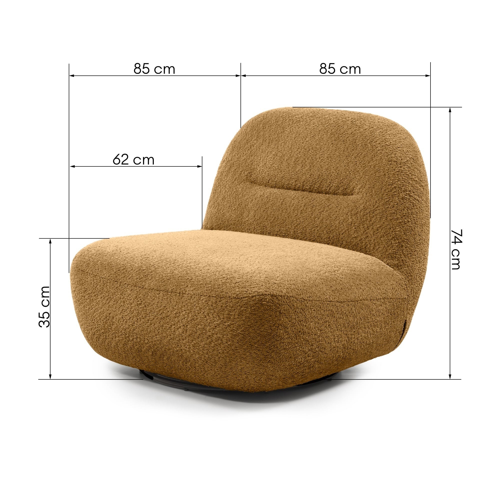 Fotel obrotowy Bonita musztardowy, boucle