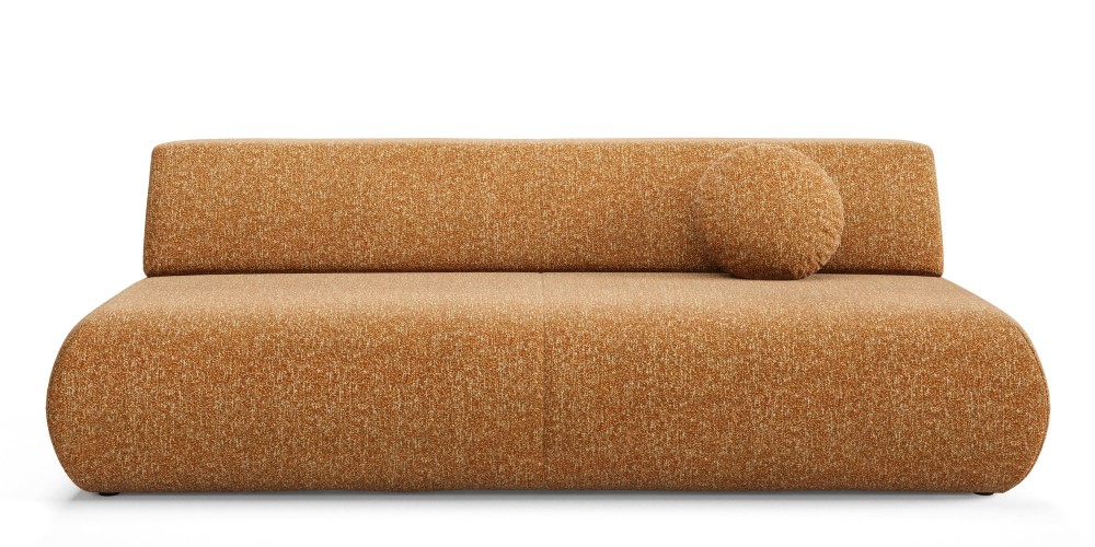 Sofa z funkcją spania i pojemnikiem Puente, miedziany melanż, obłe kształty