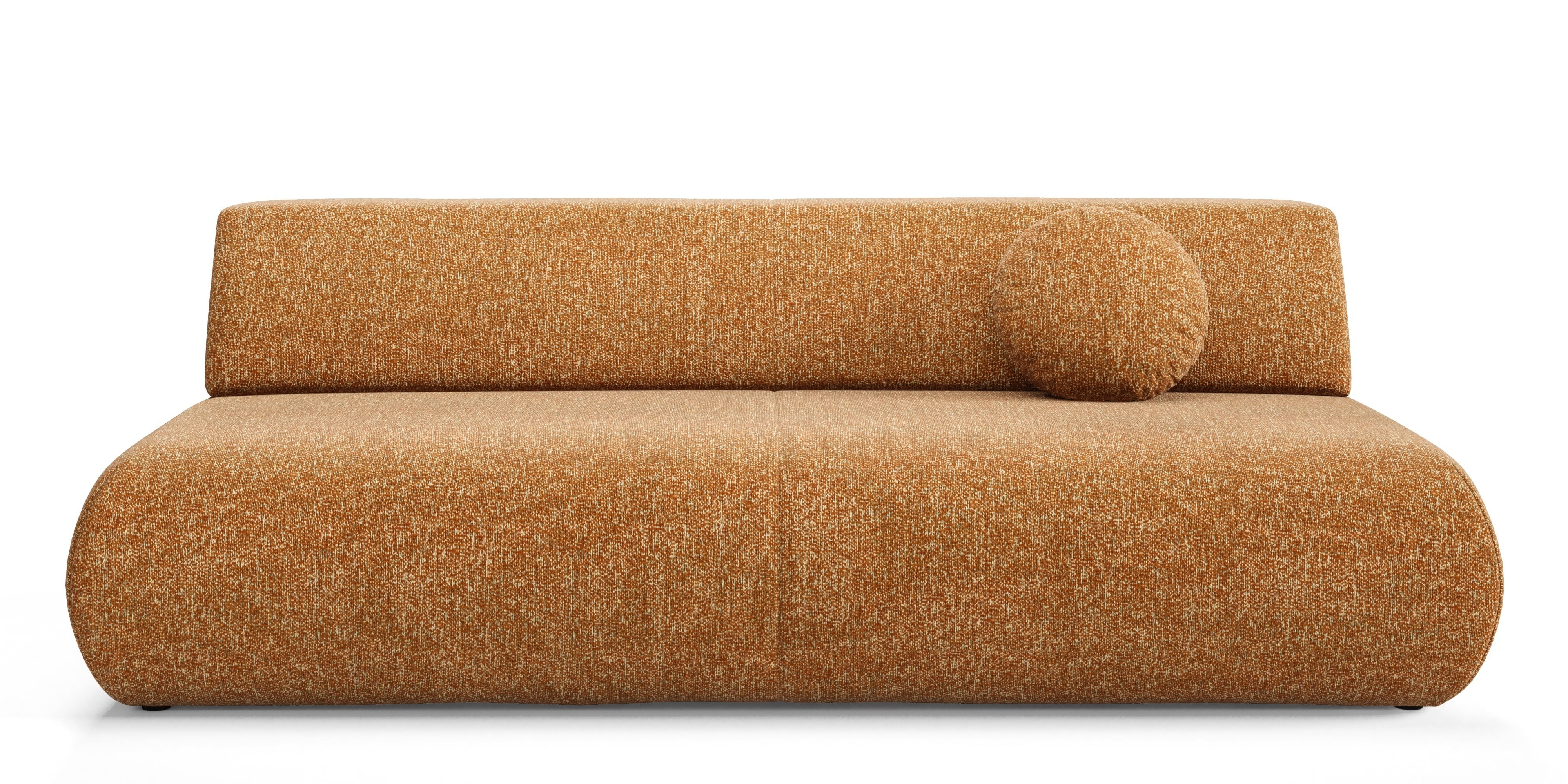 Sofa z funkcją spania i pojemnikiem Puente, miedziany melanż, obłe kształty