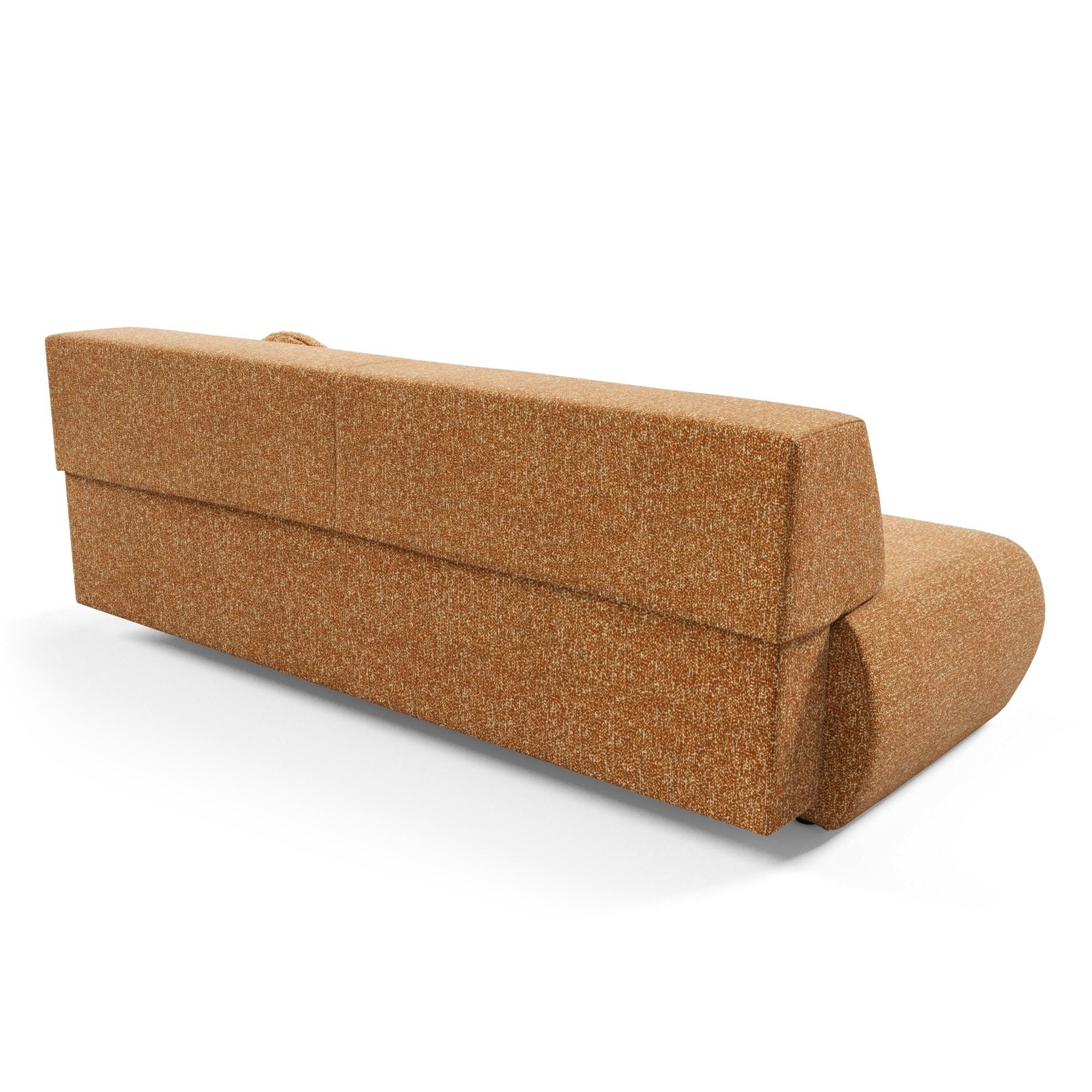 Sofa z funkcją spania i pojemnikiem Puente, miedziany melanż, obłe kształty
