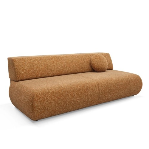 Sofa z funkcją spania i pojemnikiem Puente, miedziany melanż, obłe kształty