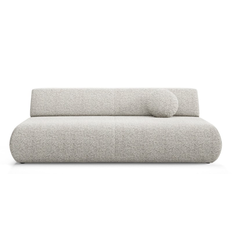 Sofa z funkcją spania i pojemnikiem Puente, szarobeżowy melanż, obłe kształty