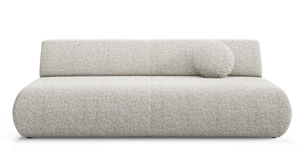 Sofa z funkcją spania i pojemnikiem Puente, szarobeżowy melanż, obłe kształty