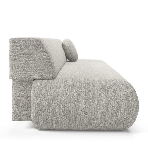 Sofa z funkcją spania i pojemnikiem Puente, szarobeżowy melanż, obłe kształty