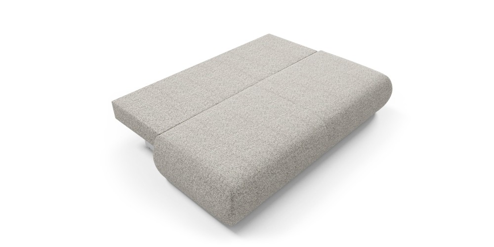 Sofa z funkcją spania i pojemnikiem Puente, szarobeżowy melanż, obłe kształty