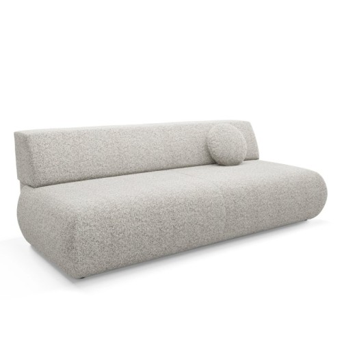 Sofa z funkcją spania i pojemnikiem Puente, szarobeżowy melanż, obłe kształty