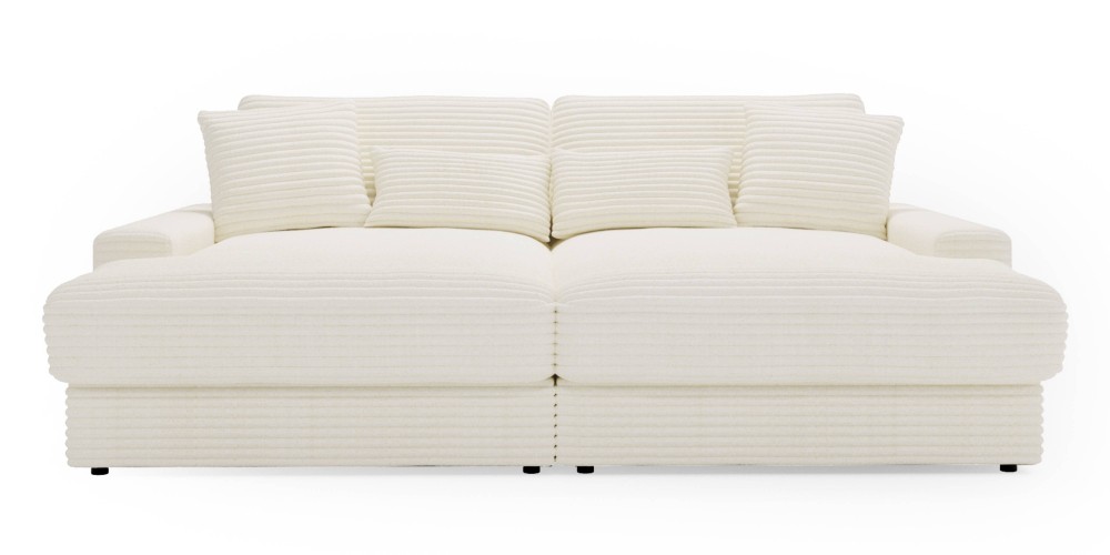 Sofa do salonu Happy, kremowa, sztruks