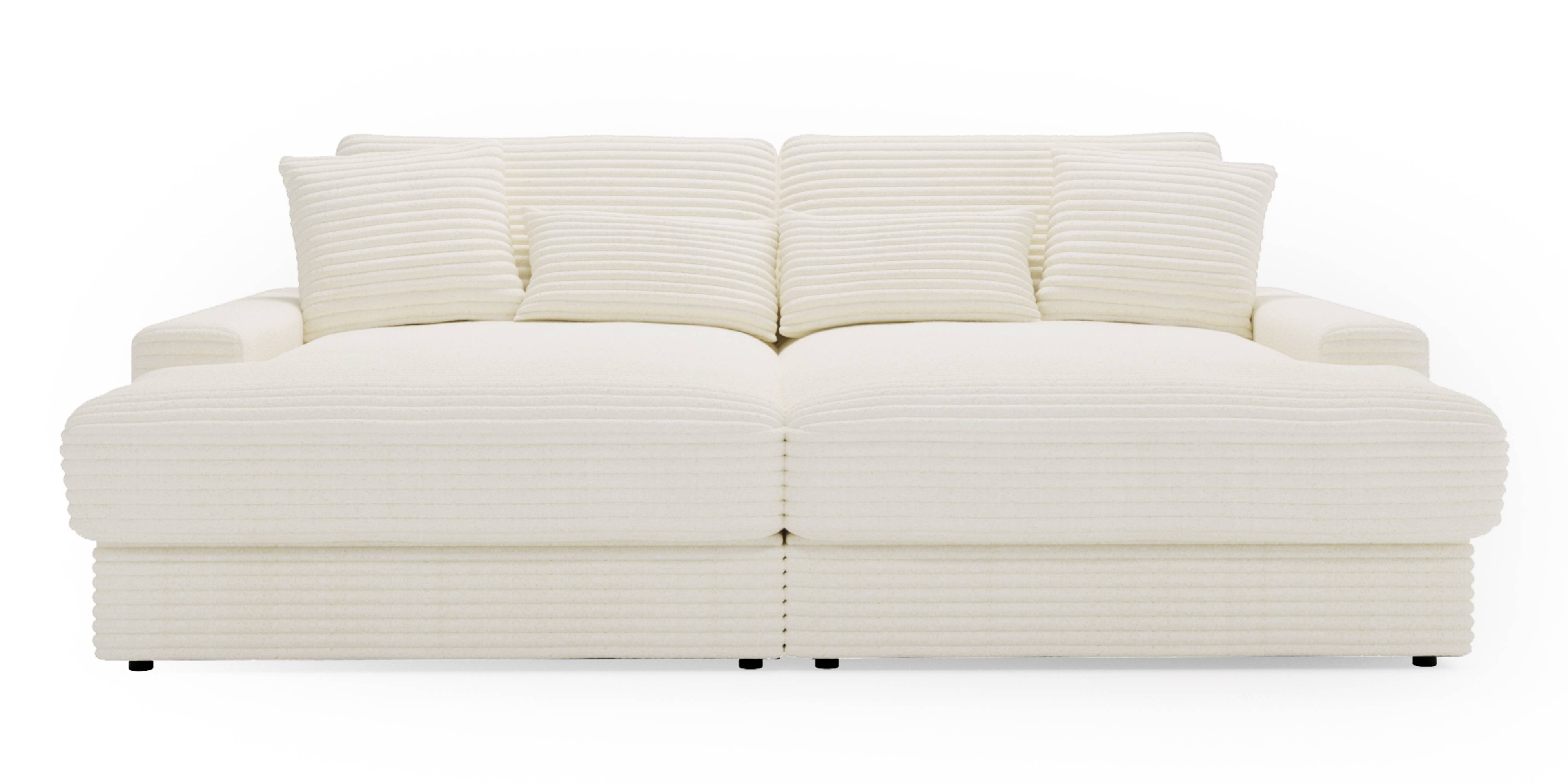 Sofa do salonu Happy, kremowa, sztruks