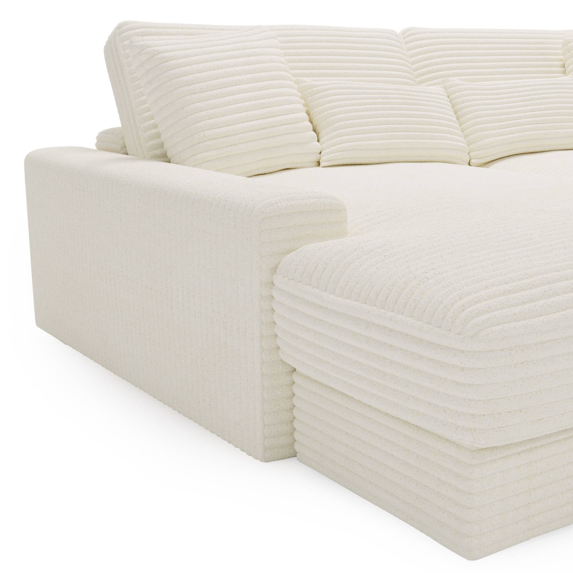 Sofa do salonu Happy, kremowa, sztruks
