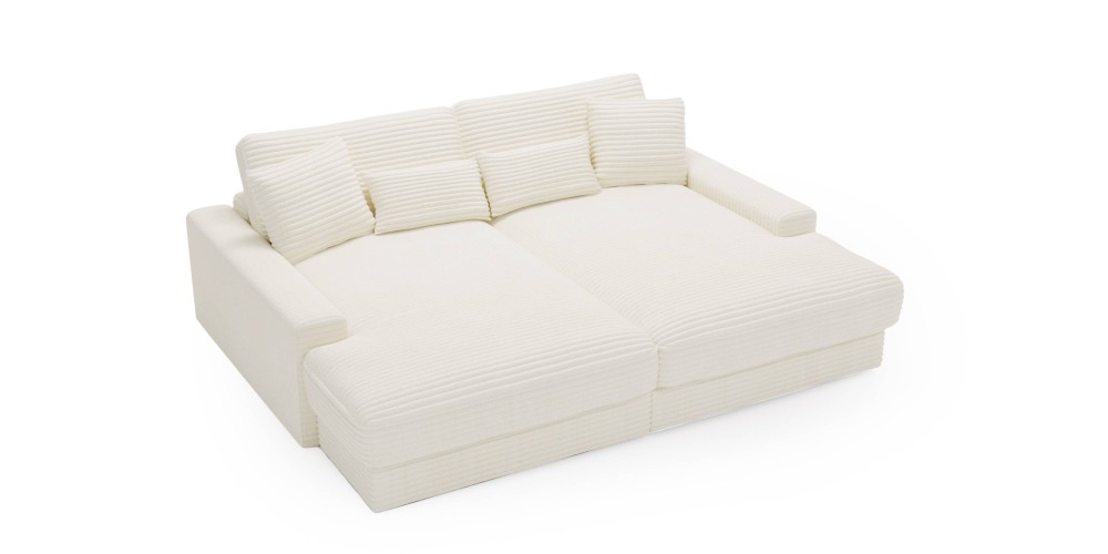 Sofa do salonu Happy, kremowa, sztruks