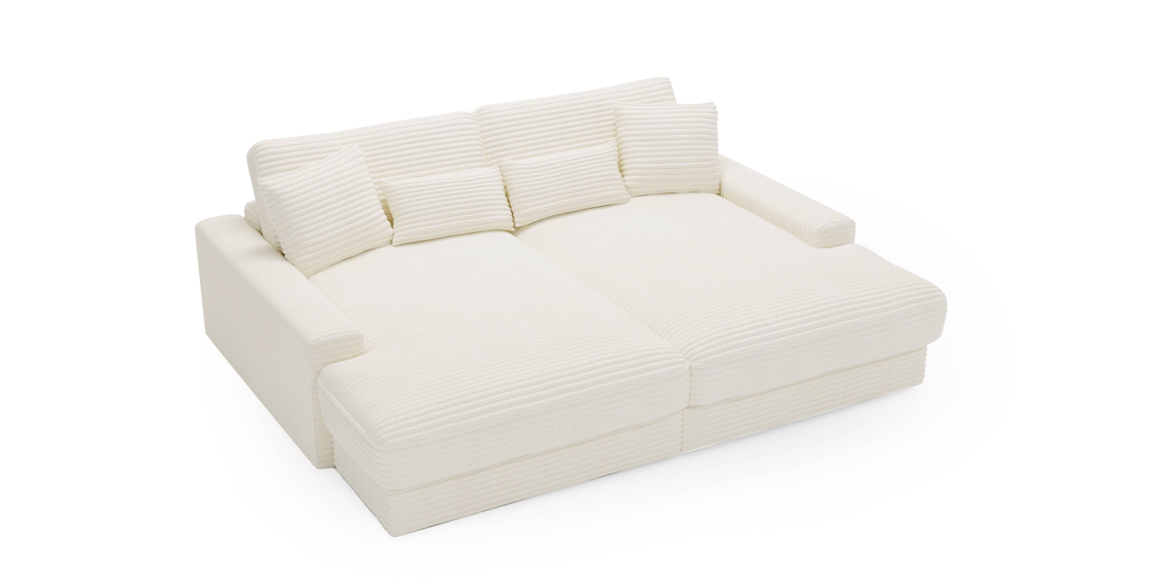Sofa do salonu Happy, kremowa, sztruks