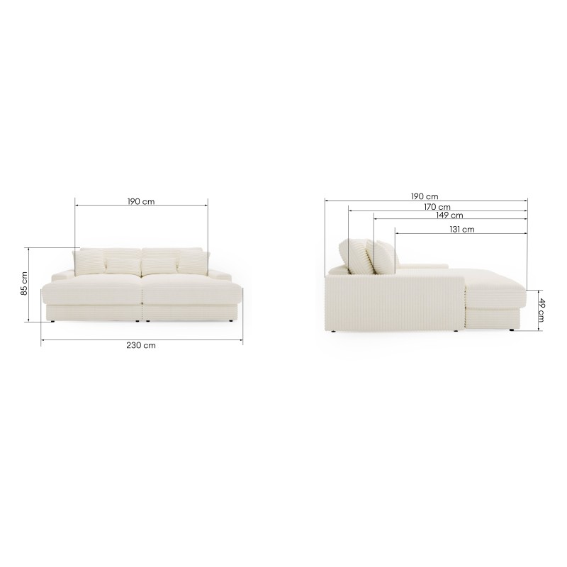 Sofa do salonu Happy, kremowa, sztruks