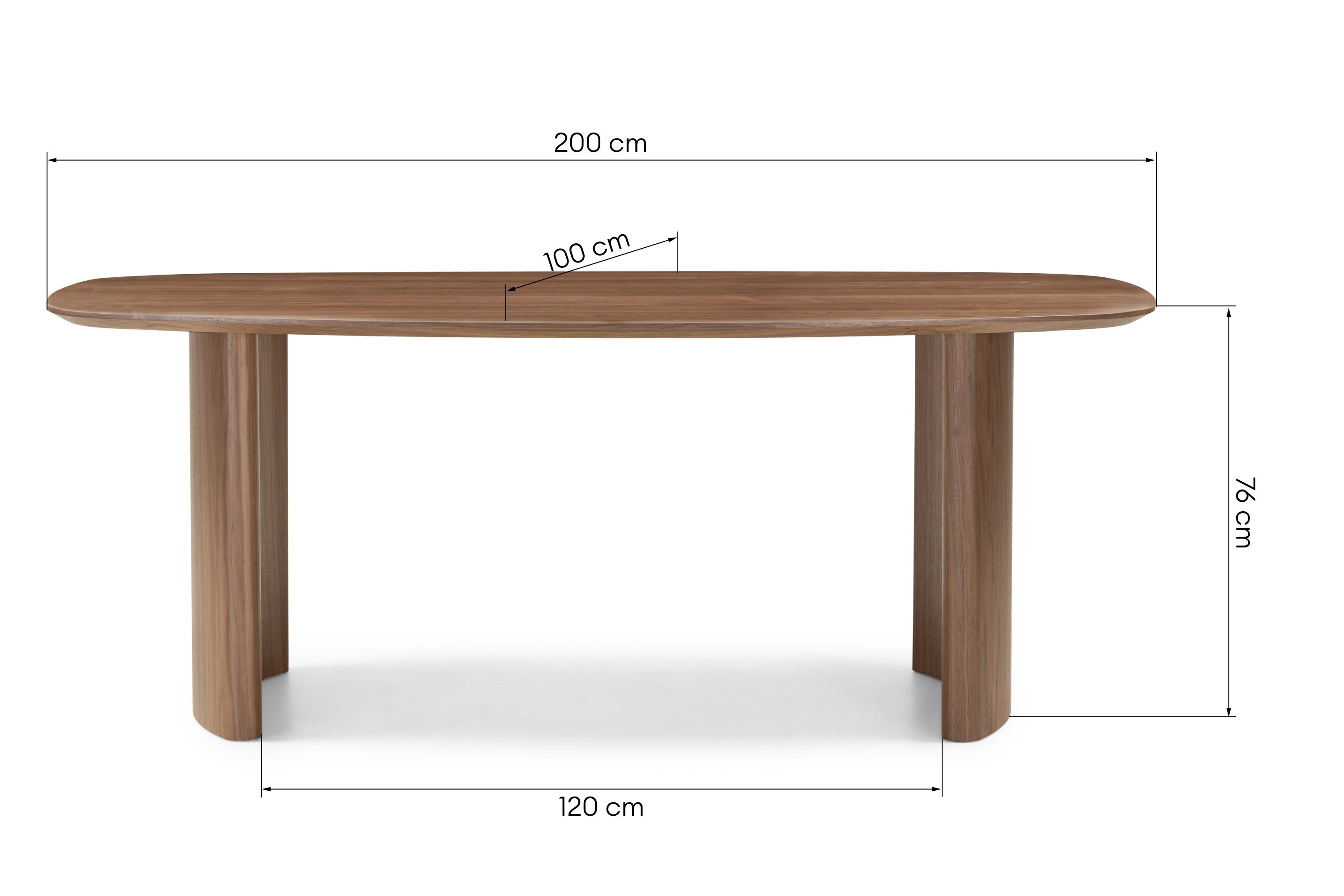 Stół do jadalni Oriento 200 cm, owalny, fornir orzech