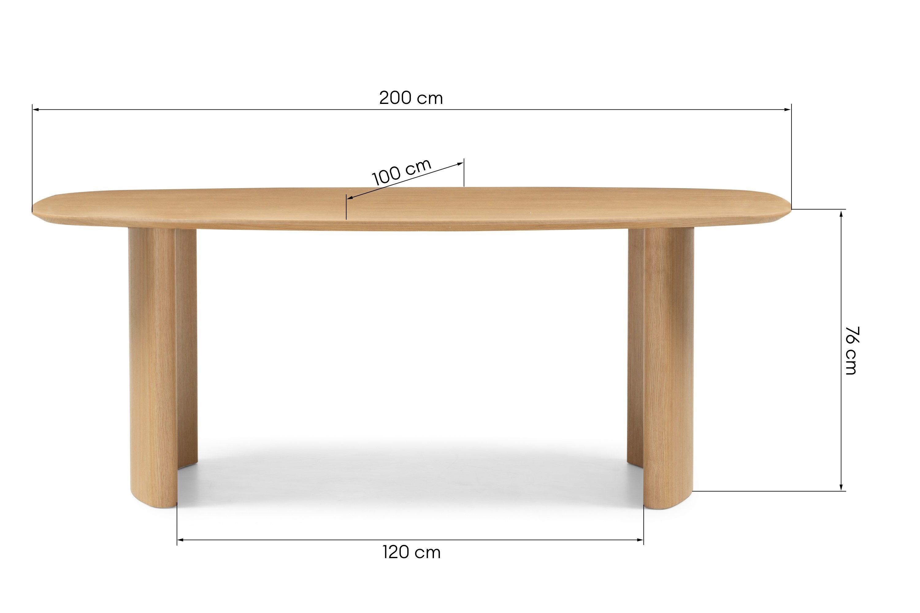 Stół do jadalni Oriento 200 cm, owalny, fornir dąb naturalny