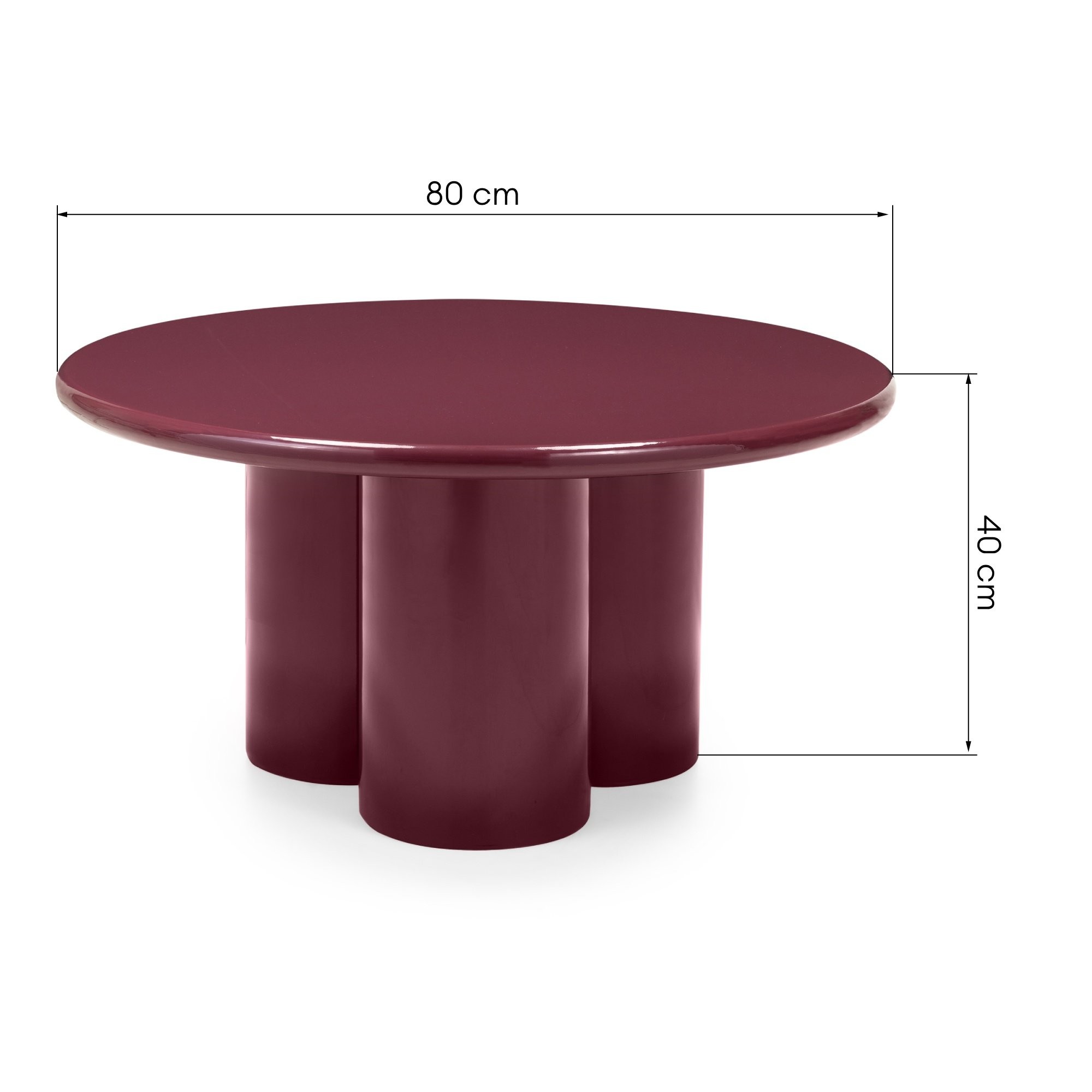 Stolik kawowy Everett 80 cm,  burgund, glossy