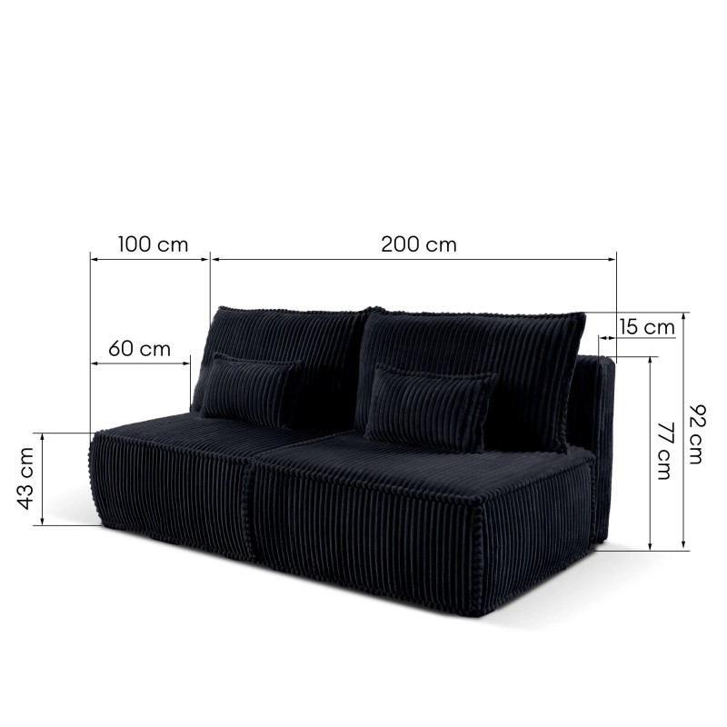 Sofa rozkładana Sofuto z pojemnikiem, granatowa, sztruks