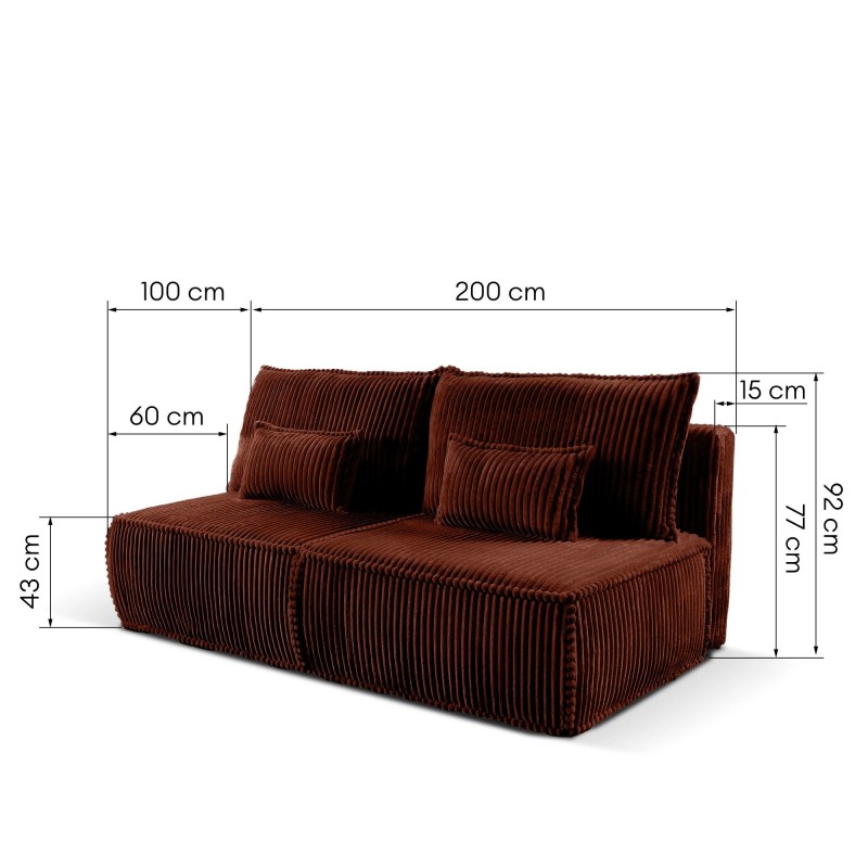 Sofa rozkładana Sofuto z pojemnikiem, miedziana, sztruks