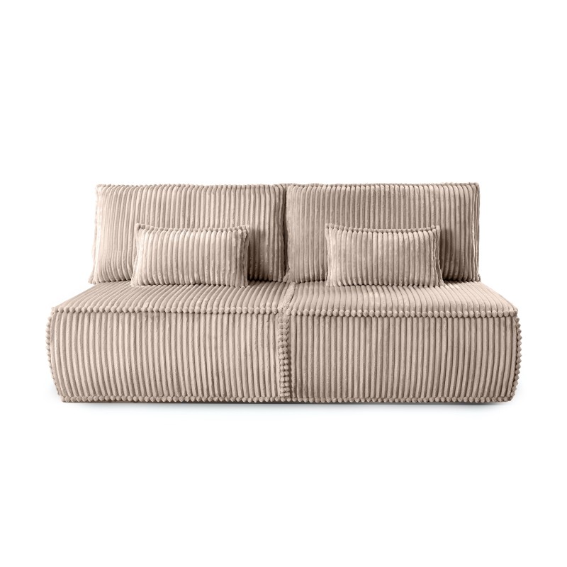 Sofa rozkładana Sofuto z pojemnikiem, ciemnobeżowa, sztruks