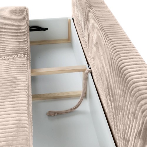 Sofa rozkładana Sofuto z pojemnikiem, ciemnobeżowa, sztruks