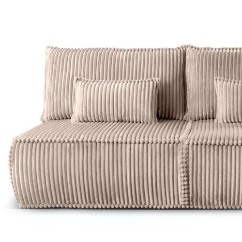 Sofa rozkładana Sofuto z pojemnikiem, ciemnobeżowa, sztruks