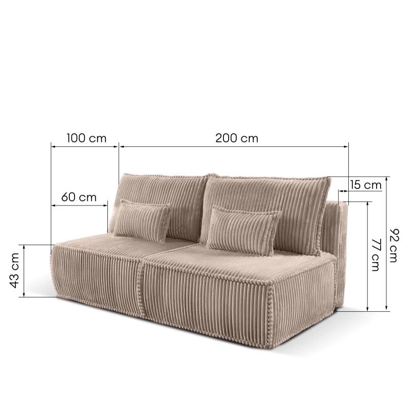 Sofa rozkładana Sofuto z pojemnikiem, ciemnobeżowa, sztruks