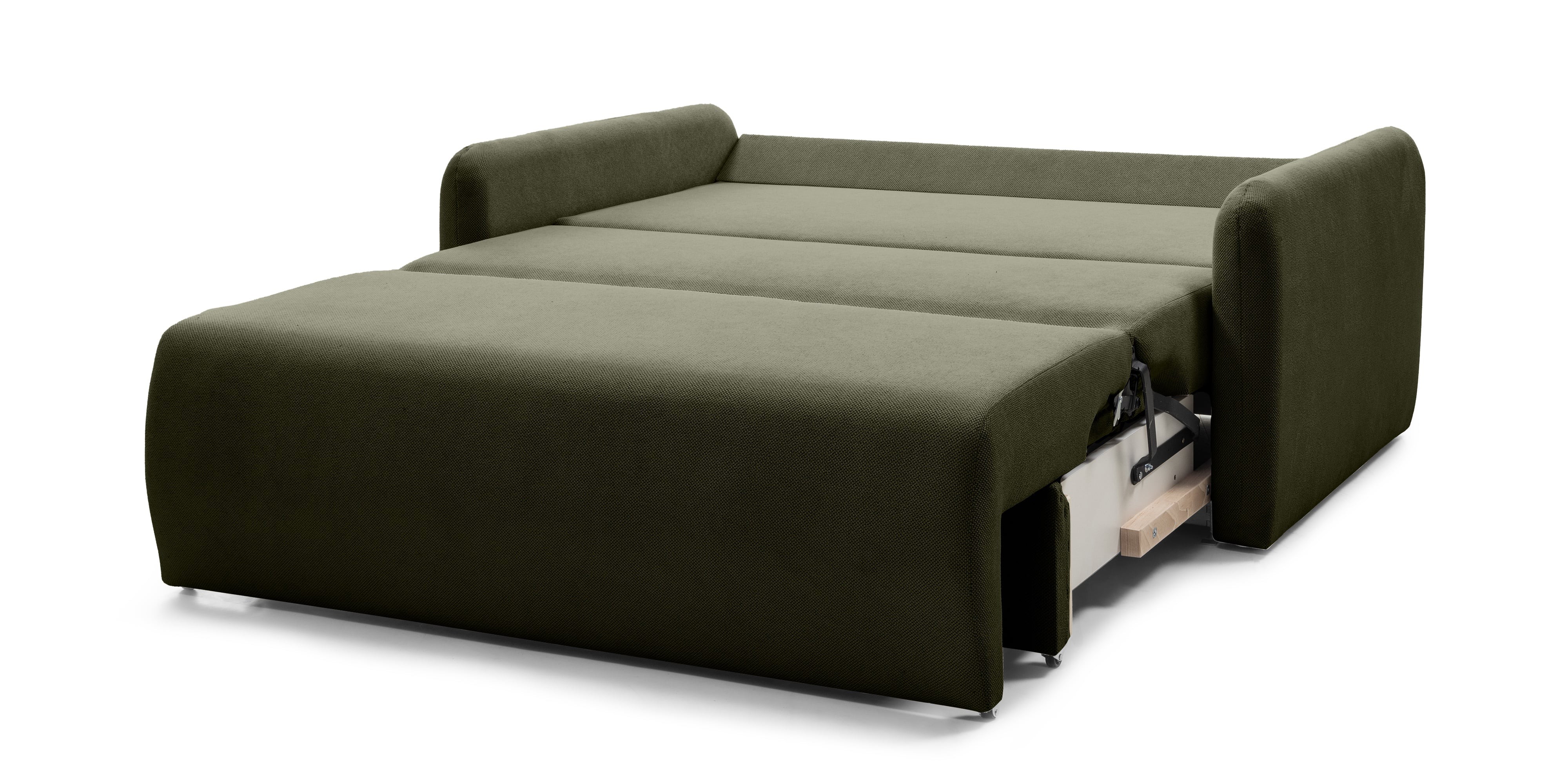 Sofa z funkcją spania i pojemnikiem Diosa Maxi, ciemnozielona
