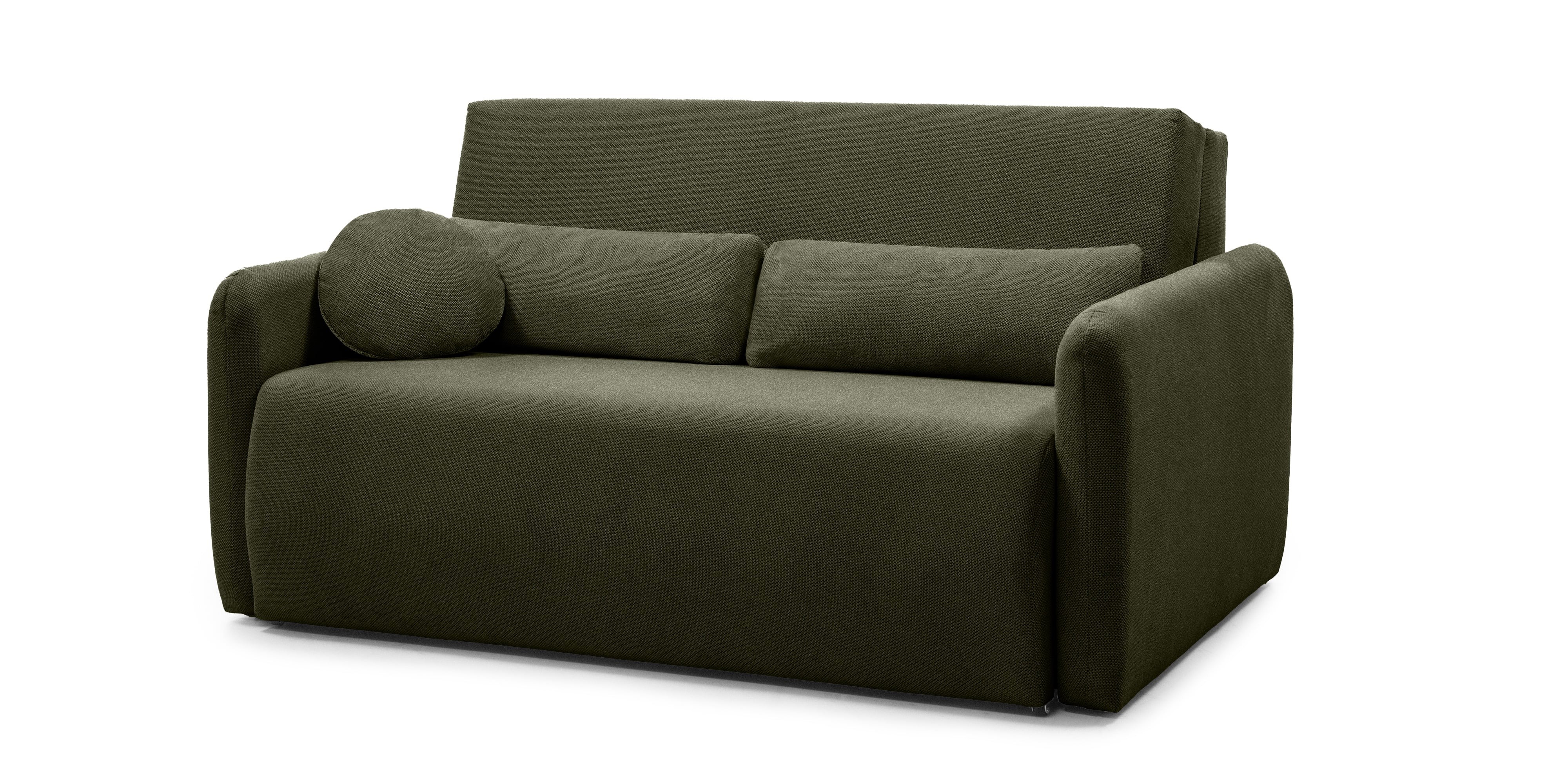 Sofa z funkcją spania i pojemnikiem Diosa Maxi, ciemnozielona