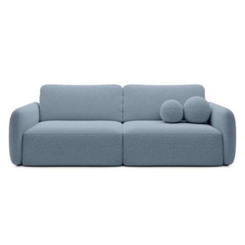 Sofa rozkładana Botse niebieska z pojemnikiem, boucle