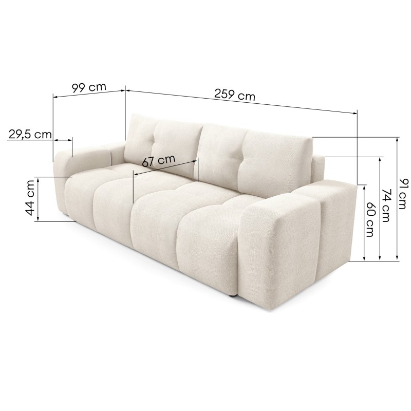 Sofa rozkładana z pojemnikiem Soho, jasnobeżowa