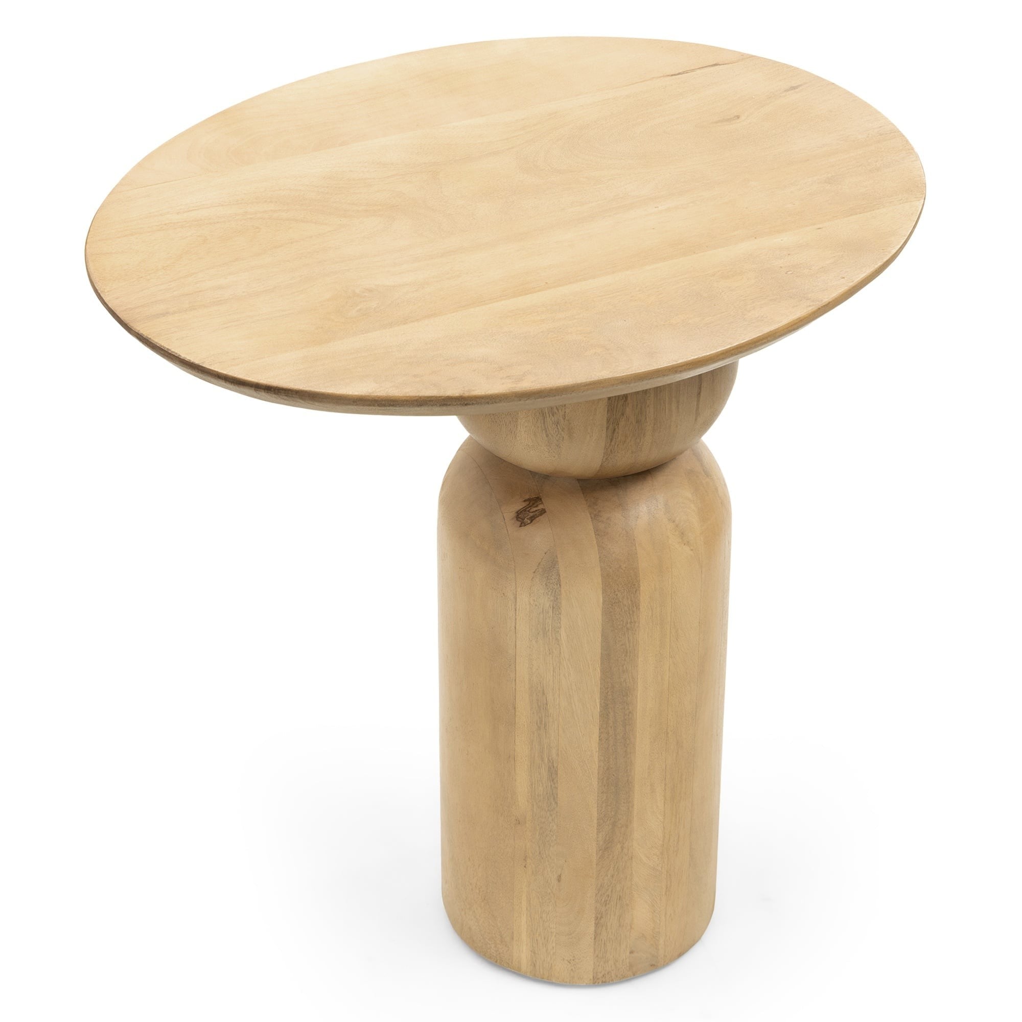 Stolik boczny Tali 55 cm, owalny, drewno mango, obłe kształty