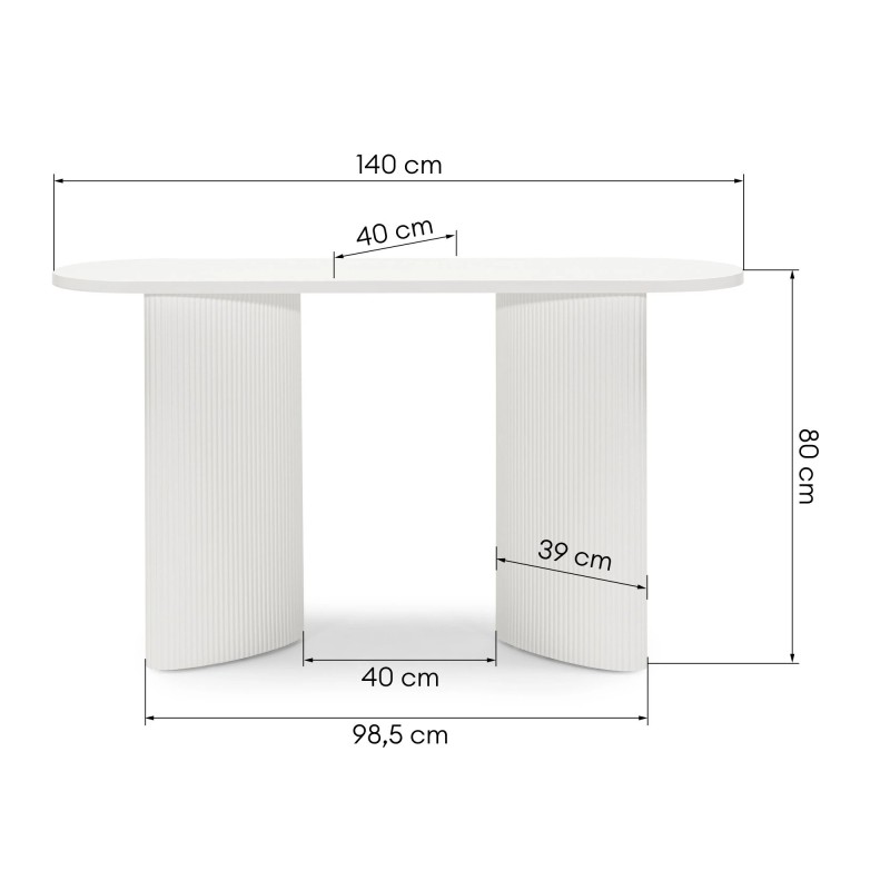 Biurko/konsola Pauline 140 cm, białe, lamele