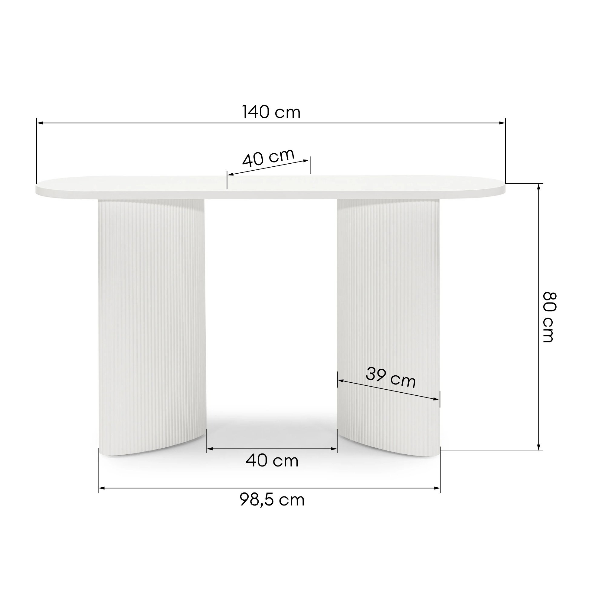 Biurko/konsola Pauline 140 cm, białe, lamele
