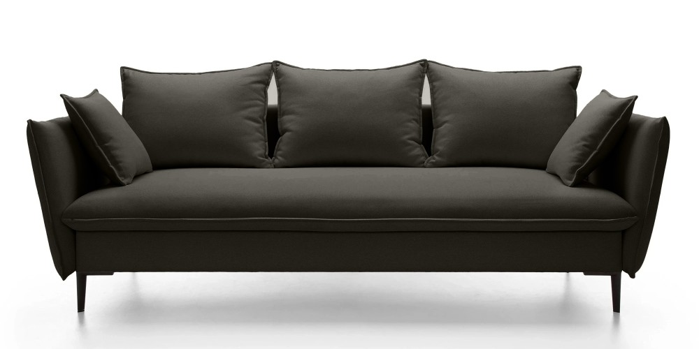 Sofa rozkładana Gloss z pojemnikiem, ciemnobrązowa, welur