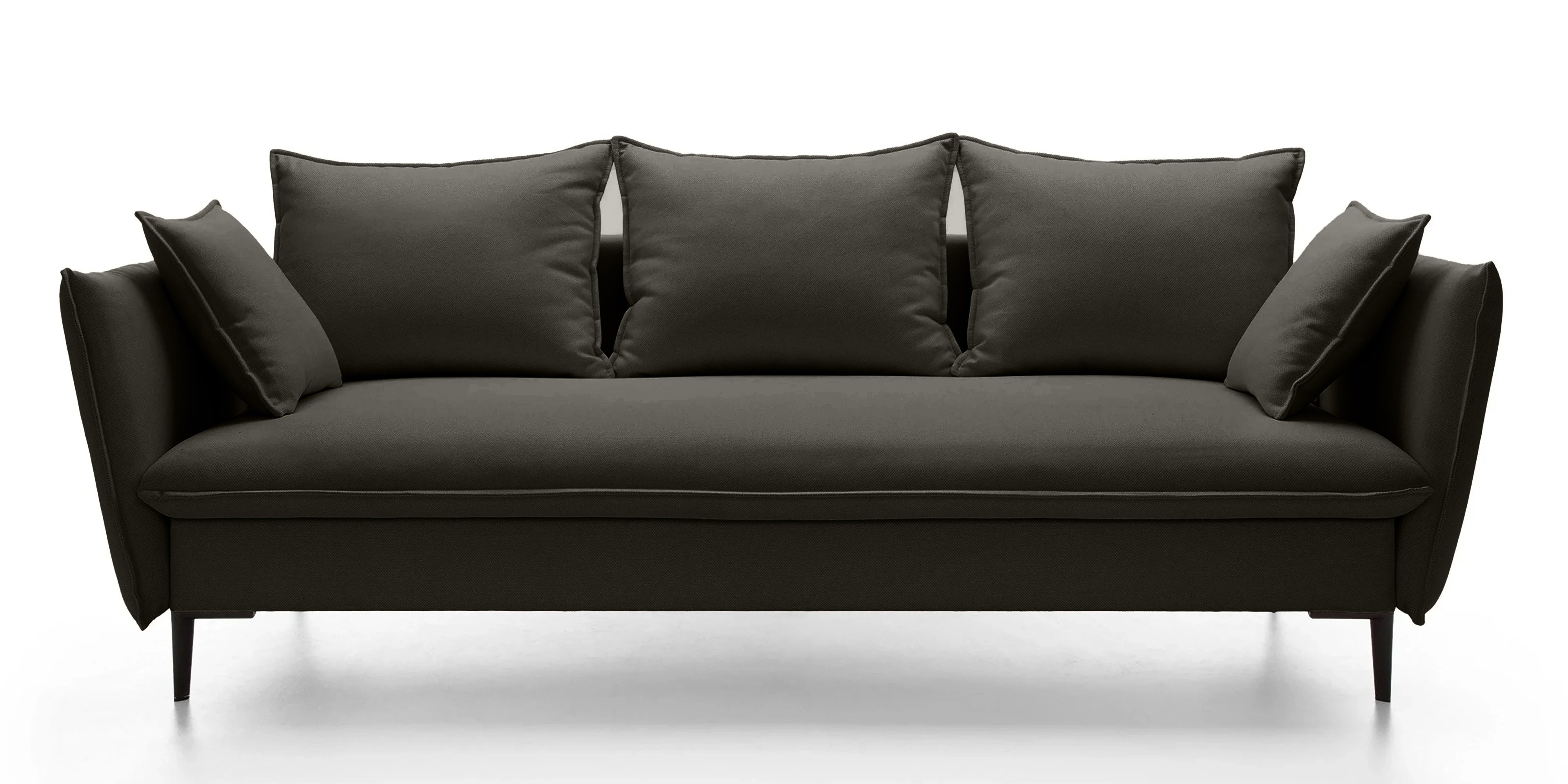 Sofa rozkładana Gloss z pojemnikiem, ciemnobrązowa, welur